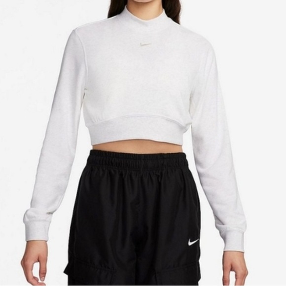 Nike Tops - Nike Cropped Crewneck Sweatshirt in Light Grey